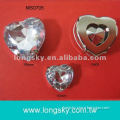 Heart shape metal button with acrylic stone (#MS0705)